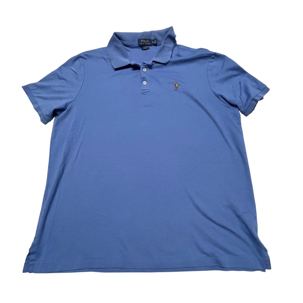 Polo Ralph Lauren Short Sleeve Polo Shirt‎ Mens XL Blue Classic Fit Embroidered